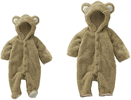 GOODONLY Baby 3-18M Infant Boys Fleece Hoodie Snowsuit Romper Cozy Bear