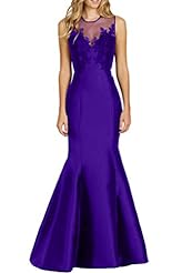 Satin/Tulle 2015 Mermaid Sheer Evening Dress/Prom Dress 