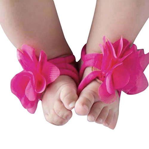 FEITONG@ 2016 0-12M Baby Toddler Infant Girls Barefoot Beach Sandals Shoes (Hot Pink)