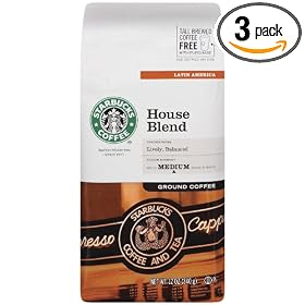 Starbucks House Blend Coffee (Medium), Ground, 12-Ounce Bags (Pack of 3)