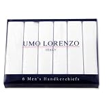 Men's Cotton Handkerchief 6 Pack by Umo Lorenzo in White