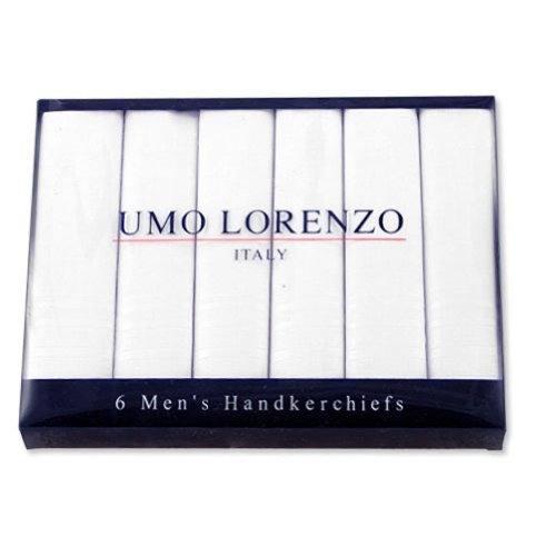 Men's Cotton Handkerchief 6 Pack by Umo Lorenzo in White