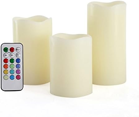 Elikeable LT 3 Vanilla Scented LED Colour Changing Real Wax Candles With Colour Changing Remote Control (4'', 5'', 6'' inch candles)