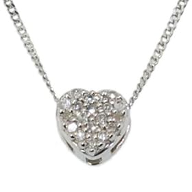 9ct White Gold 0.05ct Diamond Heart Pendant/Curb Chain 46cm