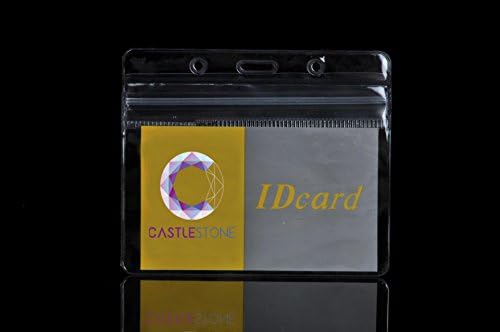 Castlestone 50 Pcs Clear Plastic Horizontal Name Tag Badge Id Card Holders