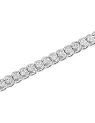 71 Stone Round Half Bezel Set Diamond Tennis Bracelet 3.70ct