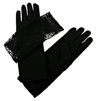 Feminine Black Glove With Lace Removable Cuff