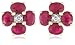 14k Yellow Gold Ruby Flower Earrings w/ Diamond Accent