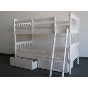 Bunk Bed Twin over Twin Mission style in White with Drawers