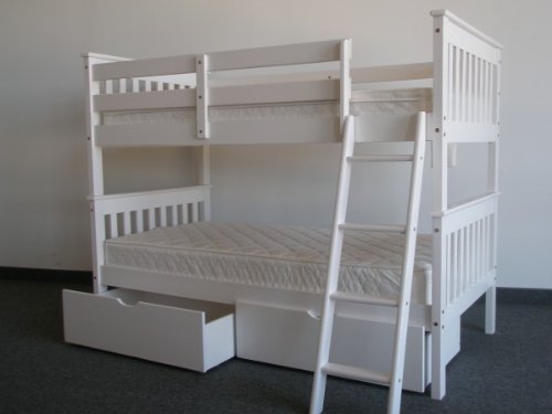Bunk Bed Twin over Twin Mission style in White with Drawers