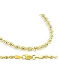 14k Yellow Gold Necklace Diamond Cut Rope Chain Solid 3mm