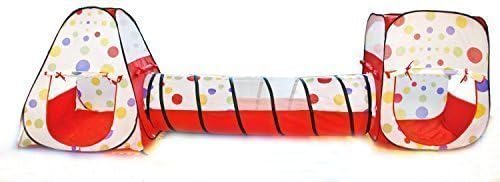 3 piece Polka Dot Teepee &amp; Square Play Zone Twist Tent with Tunnel,