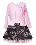 Rare Editions Toddler Girls 2T-4T 2-Piece PINK BROWN FLORAL EMBROIDERED CARDIGAN/JACKET Special Occasion Party Dress Set