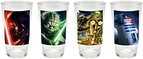 Vandor 4-Piece Star Wars Glass Set, 16-Ounce, Multicolored