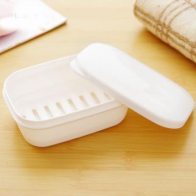 Plastic with Lid Draining Soap Box Travel Portable Leakproof Soap Case Candy colors Seal Soap Dish white
