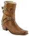 LUCCHESE Charlie 1 Horse Womens Western Cowboy Boots Shoes Leather Biker Harness Short Tan
