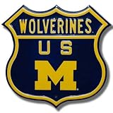 MICHIGAN WOLVERINES WOLVERINES U.S M logo AUTHENTIC METAL ROUTE SIGN (17 X 17)
