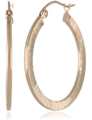 14k Yellow Gold Diamond-Cut Striped Hoop Earrings