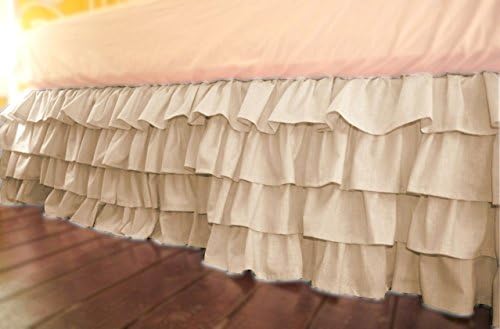 Super Soft 400 Thread Count Multiruffle Bed Skirt In Solid Beige King Size