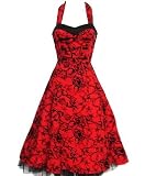 2002 50s Party Dress Tattoo FLOCK RED Rockabilly