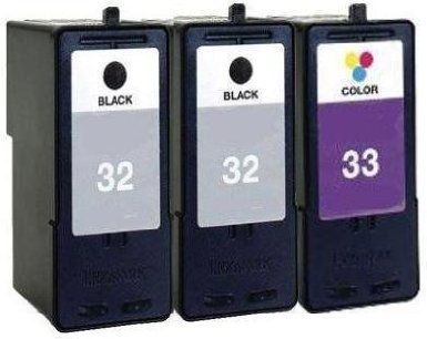HouseOfToners Remanufactured Ink Cartridge Replacement for Lexmark 32 & 33 (2 Black & 1 Color, 3-Pack)