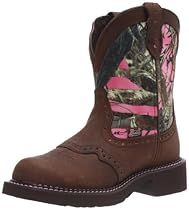 Big Sale Best Cheap Deals Justin Boots Women's Gypsy Collection 8" Boot Fashion Round Toe Brown Rubber Outsole,Aged Bark with Perfed Saddle Vamp/Pink True Timber Camo with Diamond Cut Pull Strap,6.5 B US