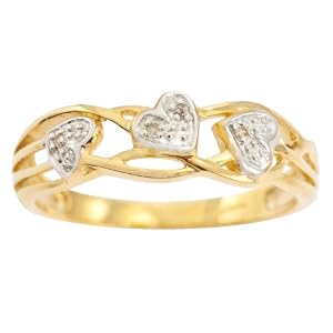 Bague - 9 - RC073DI - Femme - Or jaune (9 carats) 2.44 Gr - Diamant - T 54