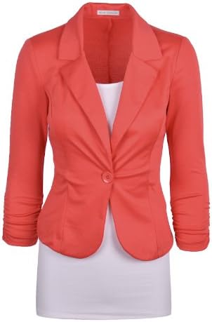 Auliné Collection Women's Casual Work Solid Candy Color Blazer