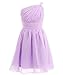 Fairy Couple Girl's One Shoulder Ruching Short Chiffon Flower Girl Dress K0122