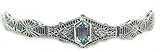 Sterling Art Deco Blue Topaz and Diamond Filigree Bracelet
