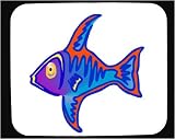 Mouse Pad with blue, swimming, red, fish, surprise