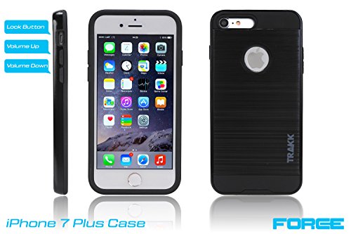 iPhone 7 Plus Case, TRAKK Force Elite Premium Modern Slim Brushed Metal, Dual Layer TPU Shockproof Protection for Apple iPhone 7 Plus 5.5 Inch (Black)