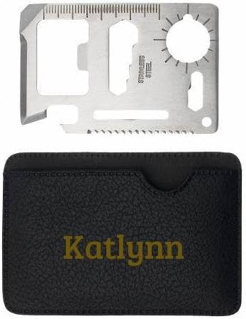 Multipurpose survival pocket tool with engraved holder with name: Katlynn (first name/surname/nickname)