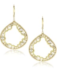 Dana Kellin "Birch Mix" Encrusted Teardrop-Shaped Pearl Hoop Earrings