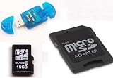 KOMPUTERBAY 16GB microSD microSDHC Memory Card with free microSD M2 R10B USB 2.0 Reader and SD Adapter - Ultra High Speed Class 6