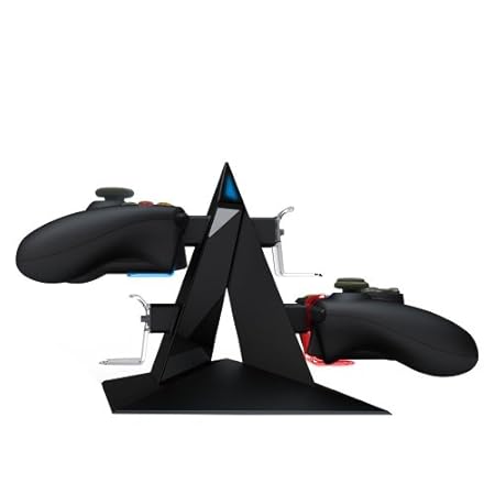 KONNET Xbox 360, Xbox Elite, Xbox Slim Power Pyramid Charger, Charging and Storage Dock / Tower / Kit / Stand for Four Game Controllers / Consoles - Black