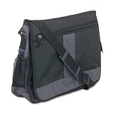 Messenger Bag, Velcro Closure, 16w x 5d x 13h, Black, Gray Trim SAM33021