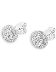(X1000Diamond) 18K/750 White Gold Cluster Diamond Stud Earring (0.77 cttw, G-H Color, VS2-SI1 Clarity)