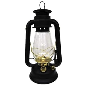V&O 210-21000 Pathfinder Brass Trim Oil Lantern, Black by Kerosene Lamps