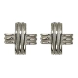 Stainless Steel Striped Weave Cuff Links