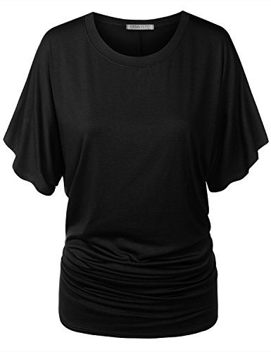 Urbancleo womens dolman sleeve top boatneck drape shirts black sm…