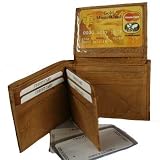 TAN 15 CREDIT CARD LEATHER MEN'S BI-FOLD WALLET