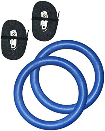 Gymenist Pair of Gymnastics Gym Rings Set of 2 Workout Exercise Hoops with Bands