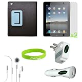 CrazyOnDigital 7 items Accessories Leather Case Charger Screen Protector Compatible with Apple iPad 2 2nd Generation 16GB 32GB 64GB 3G Wifi. CrazyOnDigital Retail Packge