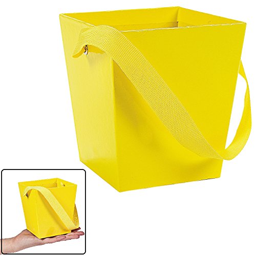 YELLOW CARDBOARD BUCKET RIBBON HANDLE (6 PIECES)