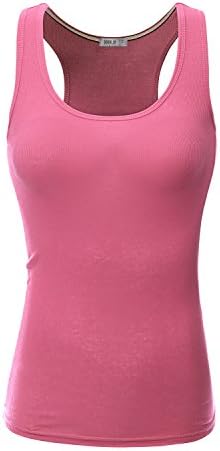 Doublju Women Basic Top Inner Lace V Layer Tank Colorblock INDIPINK Tank top,S