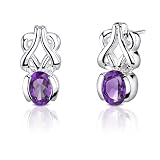 1.50 Carats Oval Shape Amethyst Earrings in Sterling Silver