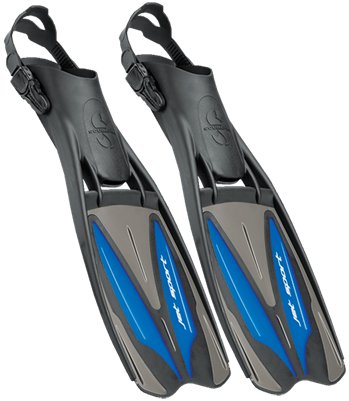 ScubaPro Jet Sport Fins, Scuba Pro Diving Fin, Black Blue - Large (9-12)