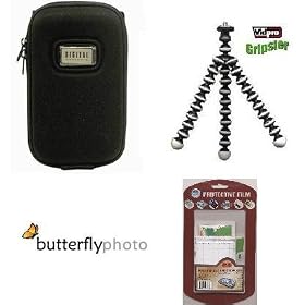 Hard Shell Carrying Case & Gripster Tripod Kit for Kodak ZI6 Zi8 Pocket Video Camera Includes Free Pack Of LCD Screen Protectors