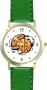Basketball, Baseball, Football, Soccer Ball, Golf Ball, Puck - WATCHBUDDY� DELUXE TWO-TONE THEME WATCH - Arabic Numbers - Green Leather Strap-Children's Size-Small ( Boy's Size & Girl's Size )
